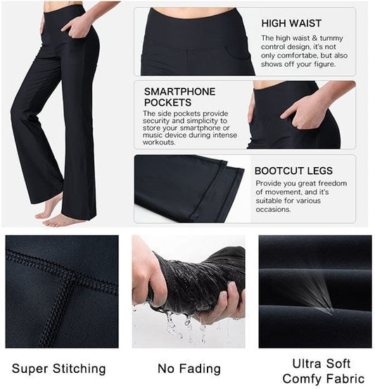 Women's High Waist Yoga Pants Bootcut Flare Leg Tummy Control Quick Dry