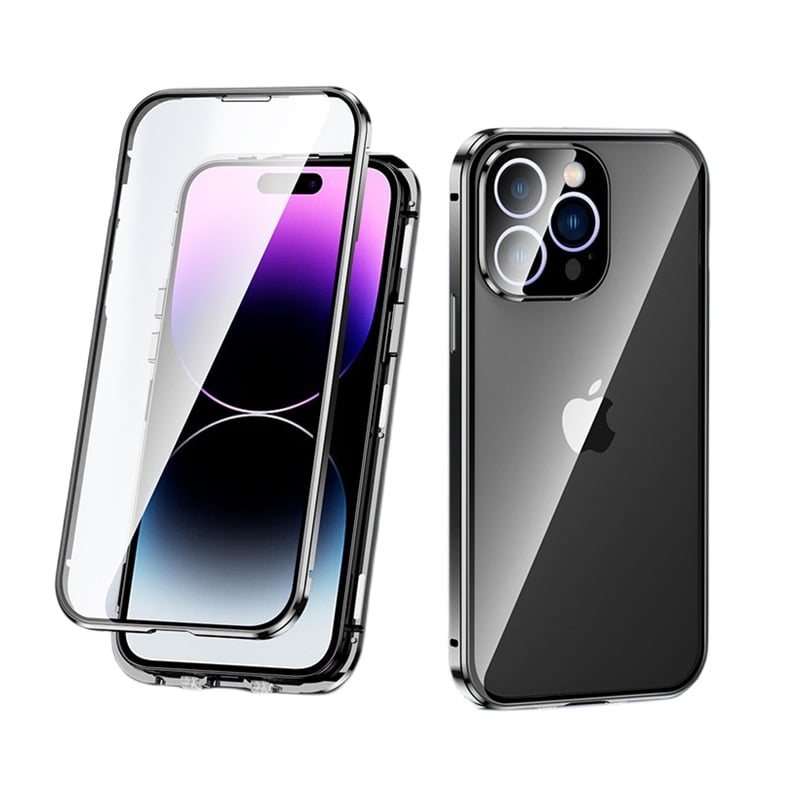 Magnetic Tempered Glass Double-sided Phone Case For iPhone