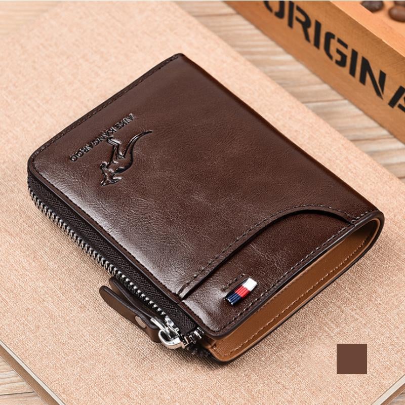 🔥 BIG SALE - 47% OFF 🔥🔥Men Wallet Zipper Genuine Leather Purse ( RFID PROTECTED )