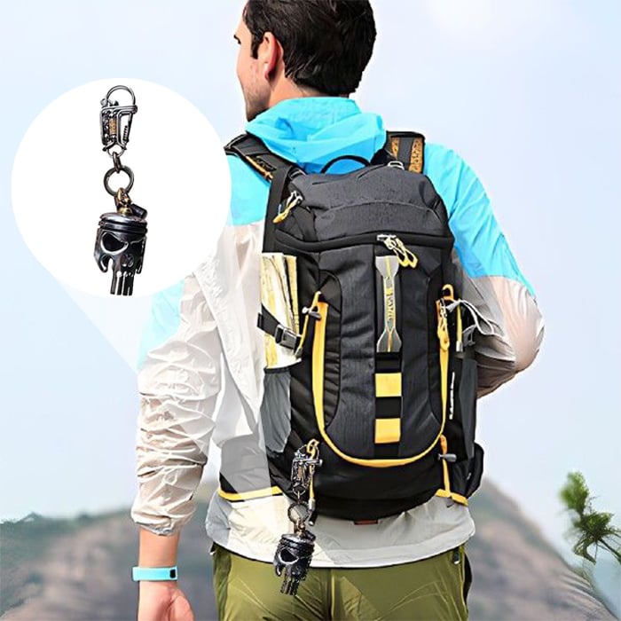 Piston art skull keychain (pendant\/flashlight\/bottle opener)