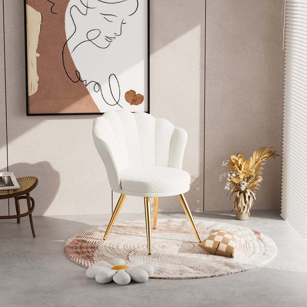 1pc Velvet Dining Chairs - Woven Upholstered, Golden Metal Legs, Modern Accent for Living Room, Dining Room, Kitchen, Comfortable Seating Solution