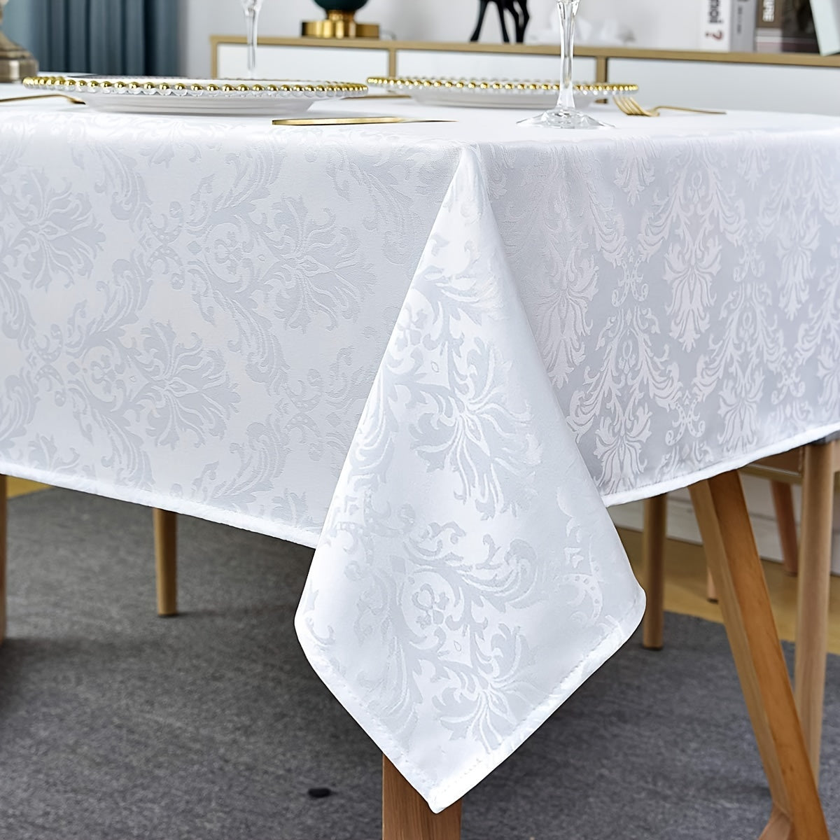 1pc Table Cloth Rectangle Table, Thanksgiving Tablecloth White Tablecloths 60 X 120 High Quality Jacquard Tablecloth, Fitted Tablecloth, Spill Proof & Wrinkle Resistant Table Cloth, Washable Table Cover for Party, Dining, Indoor, Outdoor, Room Decor