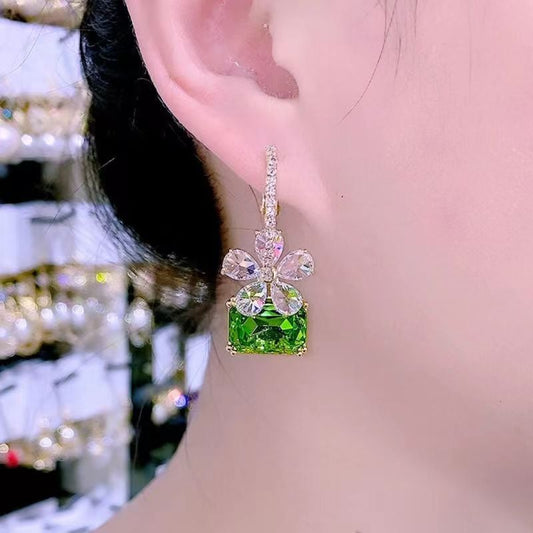 🔥Last Day Promotion 49% OFF-Green Flower Crystal Earrings