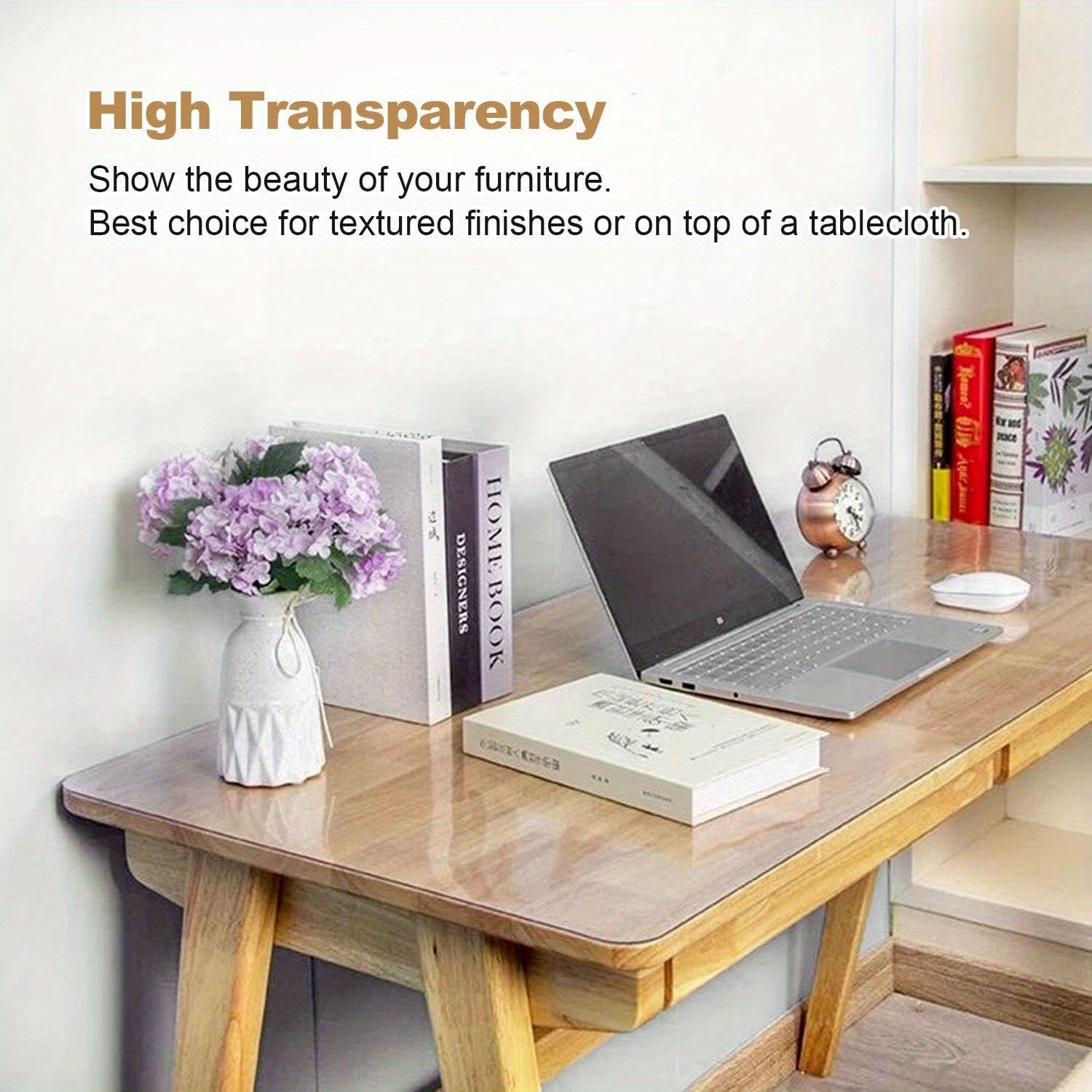 Rectangular Tablecloth - Transparent PVC Table Cover, 1.5mm Thick, Heat Resistant, Scratch-Resistant, 1pc Table Surface Protector Film for Home and Hotel