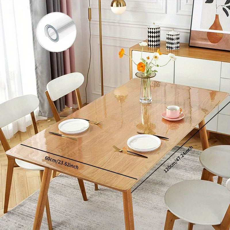 Rectangular Tablecloth - Transparent PVC Table Cover, 1.5mm Thick, Heat Resistant, Scratch-Resistant, 1pc Table Surface Protector Film for Home and Hotel