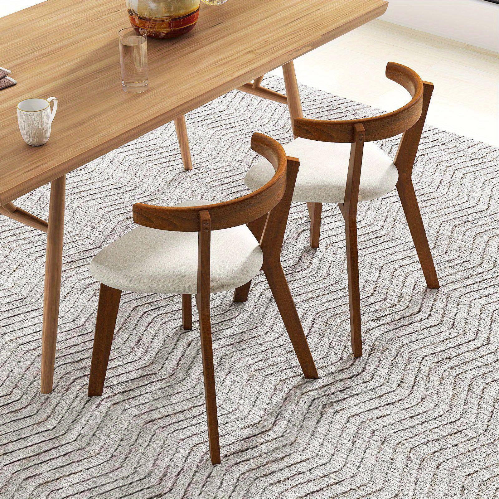 MULTIGOT Wood Dining Chair Set of 2\u002F 4, Space-Saving Hanging Upholstered Kitchen Chairs w\u002F Padded Seat & Curved Back, Farmhouse Armless Side Chairs for Living Room Dining Room Apartment