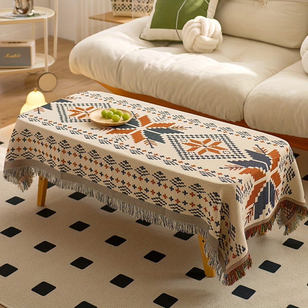 American Jacquard Tablecloth, Outdoor Camping Egg Roll Table Decoration Cloth, Camping Table Mat, Atmospheric Sense Of High-value Coffee Table Tablecloth