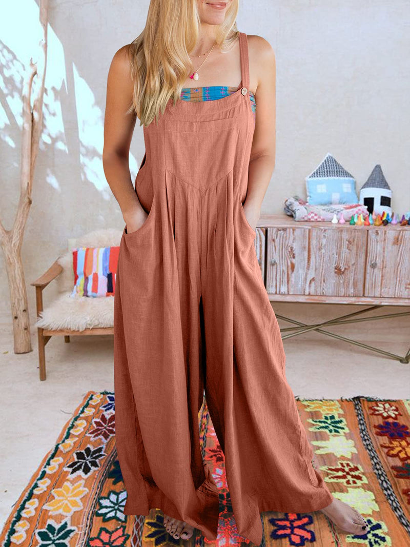 Last Day 48% OFF🔥Women's Sleeveless Wide Leg Jumpsuit with Pockets❤️
