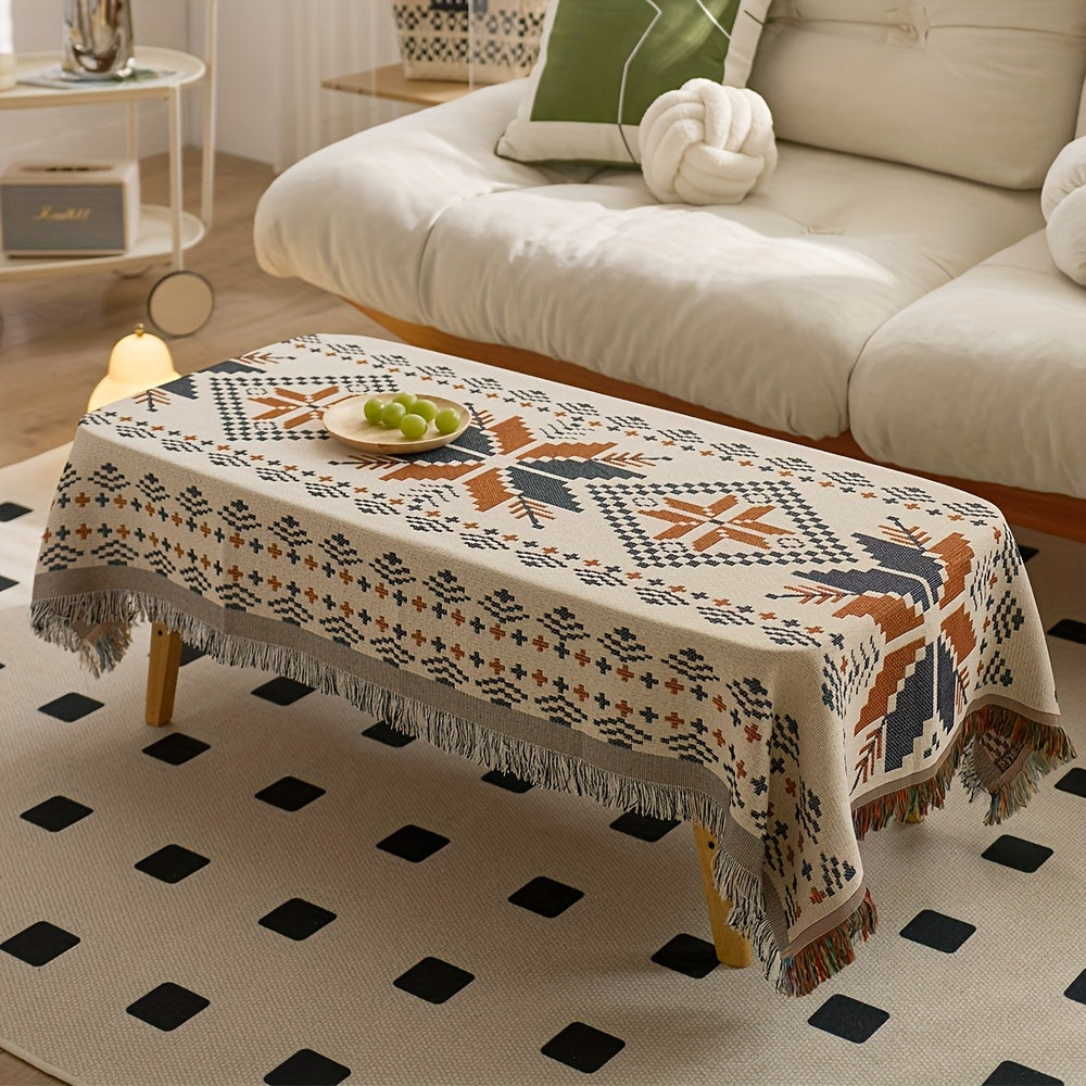 American Jacquard Tablecloth, Outdoor Camping Egg Roll Table Decoration Cloth, Camping Table Mat, Atmospheric Sense Of High-value Coffee Table Tablecloth