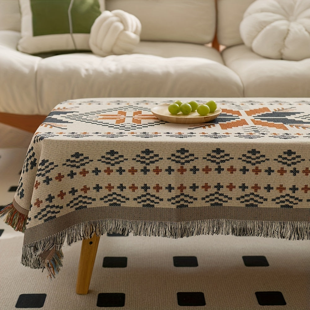 American Jacquard Tablecloth, Outdoor Camping Egg Roll Table Decoration Cloth, Camping Table Mat, Atmospheric Sense Of High-value Coffee Table Tablecloth