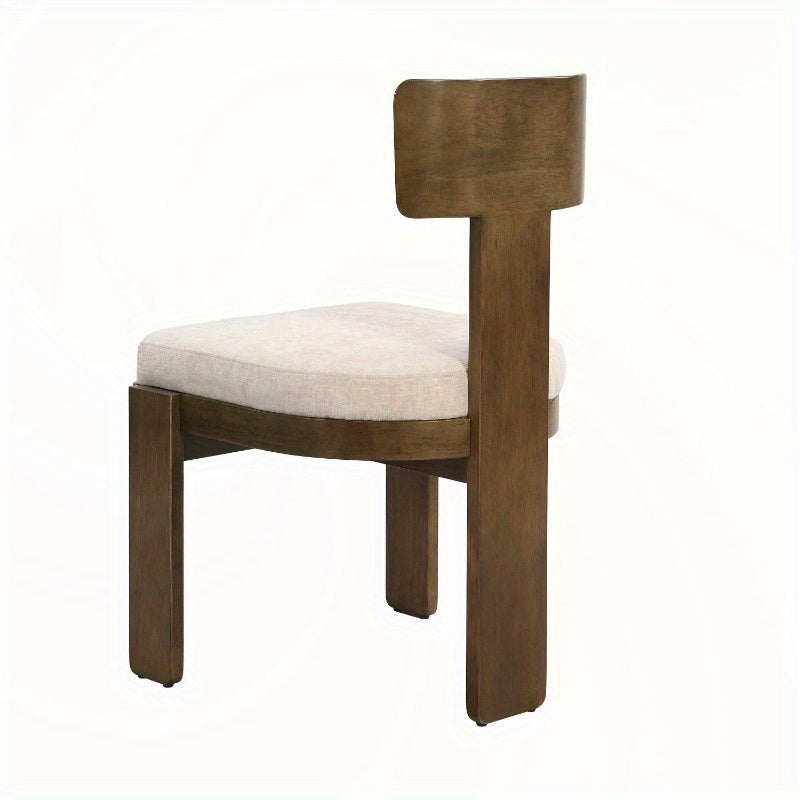 2pcs Fabric Dining Chairs Set, Beige Seating, Light Brown Rubber Wood Legs, 330 LBS Capacity, Versatile Home Kitchen Furniture, Sturdy & Stylish