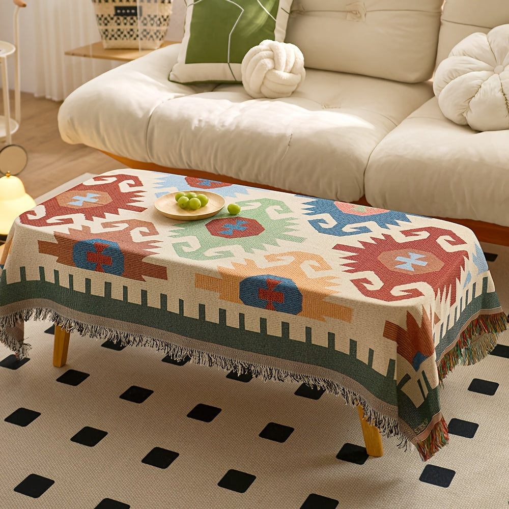 American Jacquard Tablecloth, Outdoor Camping Egg Roll Table Decoration Cloth, Camping Table Mat, Atmospheric Sense Of High-value Coffee Table Tablecloth