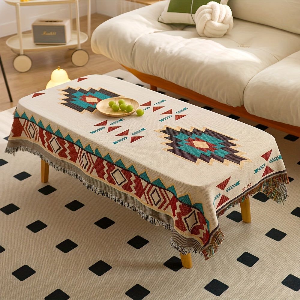 American Jacquard Tablecloth, Outdoor Camping Egg Roll Table Decoration Cloth, Camping Table Mat, Atmospheric Sense Of High-value Coffee Table Tablecloth