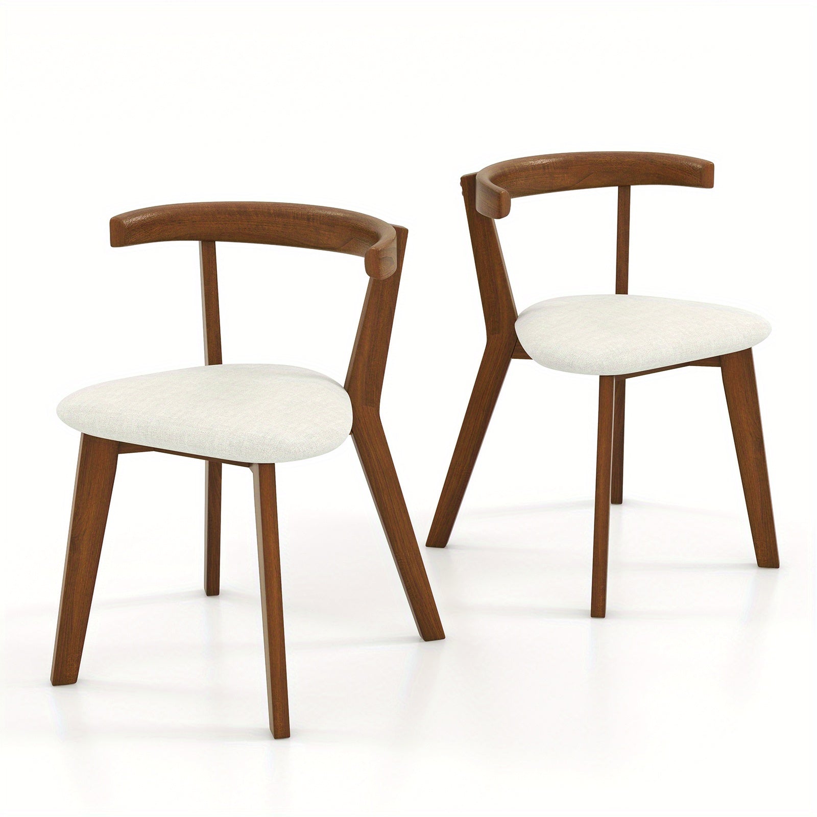 MULTIGOT Wood Dining Chair Set of 2\u002F 4, Space-Saving Hanging Upholstered Kitchen Chairs w\u002F Padded Seat & Curved Back, Farmhouse Armless Side Chairs for Living Room Dining Room Apartment