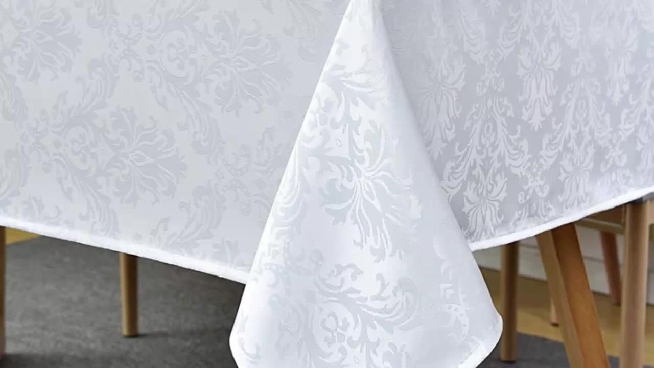 1pc Table Cloth Rectangle Table, Thanksgiving Tablecloth White Tablecloths 60 X 120 High Quality Jacquard Tablecloth, Fitted Tablecloth, Spill Proof & Wrinkle Resistant Table Cloth, Washable Table Cover for Party, Dining, Indoor, Outdoor, Room Decor