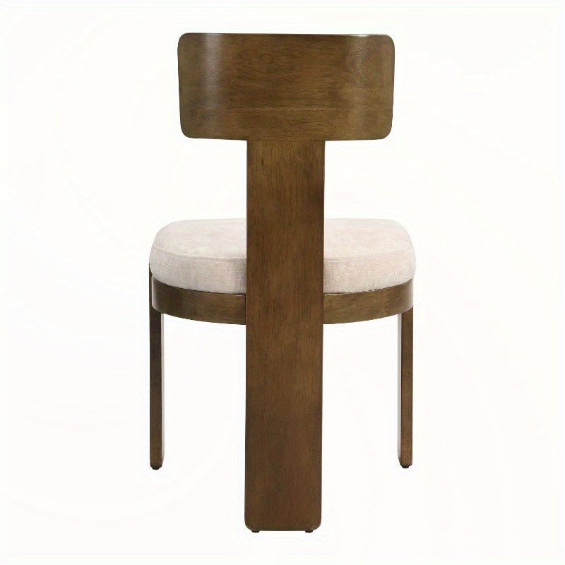 2pcs Fabric Dining Chairs Set, Beige Seating, Light Brown Rubber Wood Legs, 330 LBS Capacity, Versatile Home Kitchen Furniture, Sturdy & Stylish