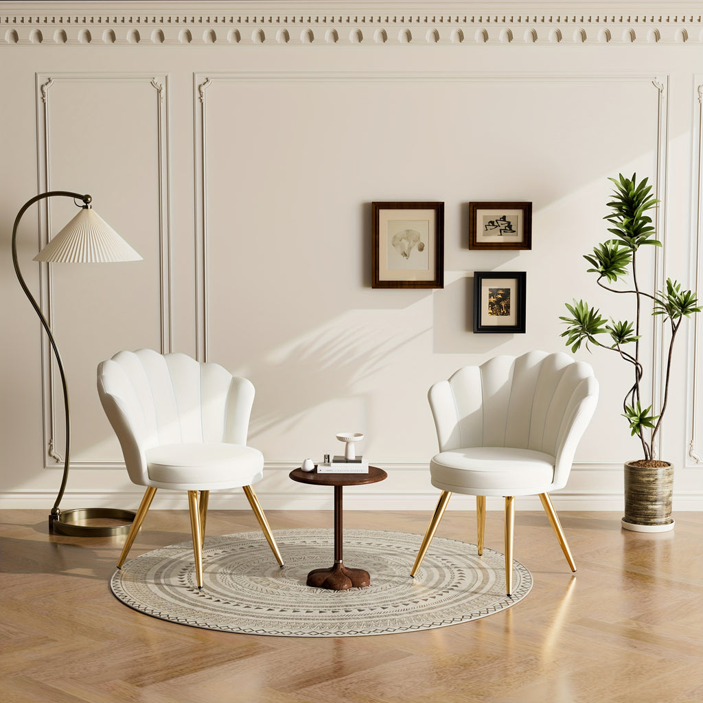 1pc Velvet Dining Chairs - Woven Upholstered, Golden Metal Legs, Modern Accent for Living Room, Dining Room, Kitchen, Comfortable Seating Solution