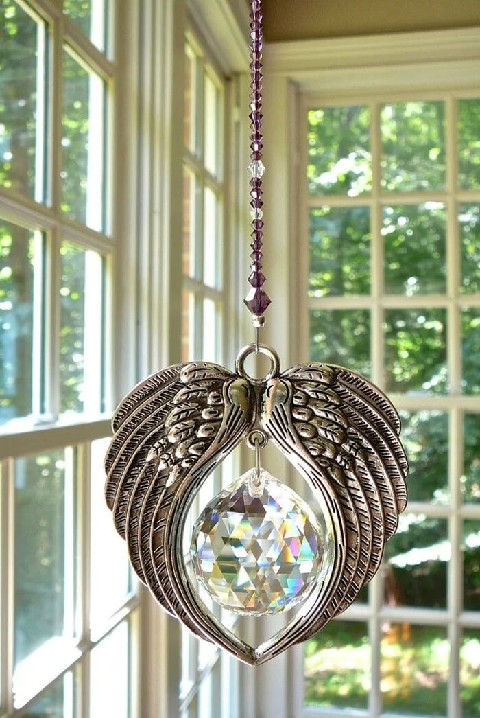 ✨ ANGEL WINGS  Crystal and Pewter Wings Suncatcher