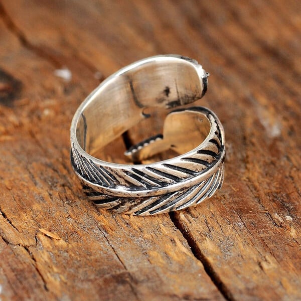 🔥 Last Day Promotion 49% OFF🎁Boho Feather Turquoise Adjustable Ring