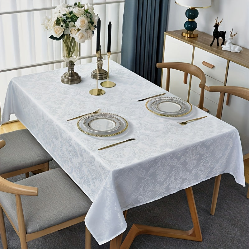 1pc Table Cloth Rectangle Table, Thanksgiving Tablecloth White Tablecloths 60 X 120 High Quality Jacquard Tablecloth, Fitted Tablecloth, Spill Proof & Wrinkle Resistant Table Cloth, Washable Table Cover for Party, Dining, Indoor, Outdoor, Room Decor