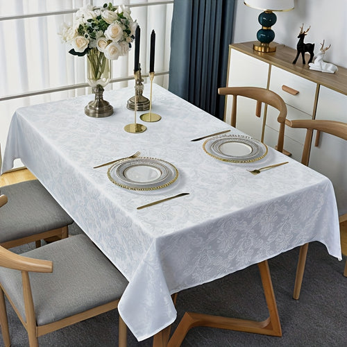 1pc Table Cloth Rectangle Table, Thanksgiving Tablecloth White Tablecloths 60 X 120 High Quality Jacquard Tablecloth, Fitted Tablecloth, Spill Proof & Wrinkle Resistant Table Cloth, Washable Table Cover for Party, Dining, Indoor, Outdoor, Room Decor