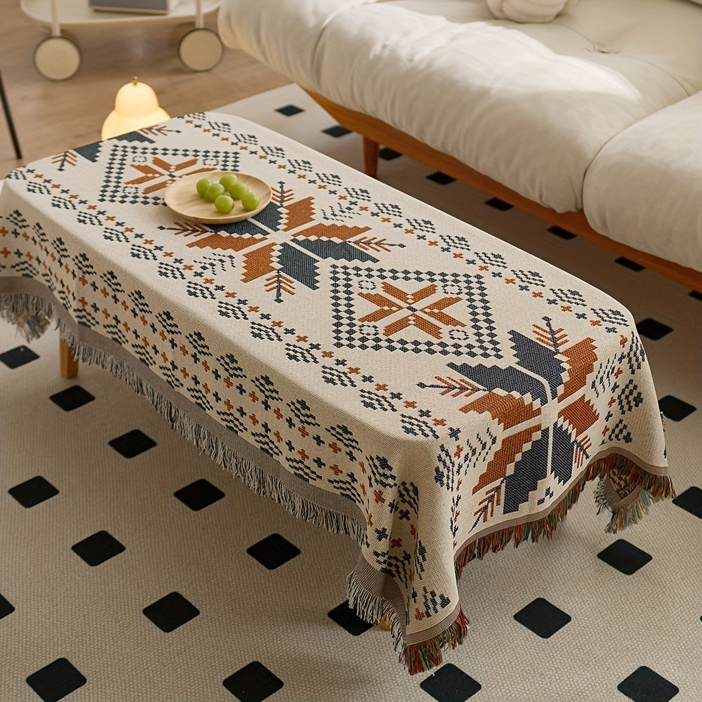 American Jacquard Tablecloth, Outdoor Camping Egg Roll Table Decoration Cloth, Camping Table Mat, Atmospheric Sense Of High-value Coffee Table Tablecloth