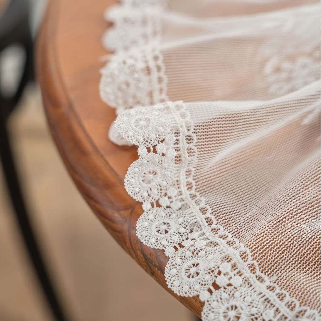 Modern Simple Lace Tablecloth Decorative Cover Napkin Tea Table Village White Jacquard Photo Background Cloth