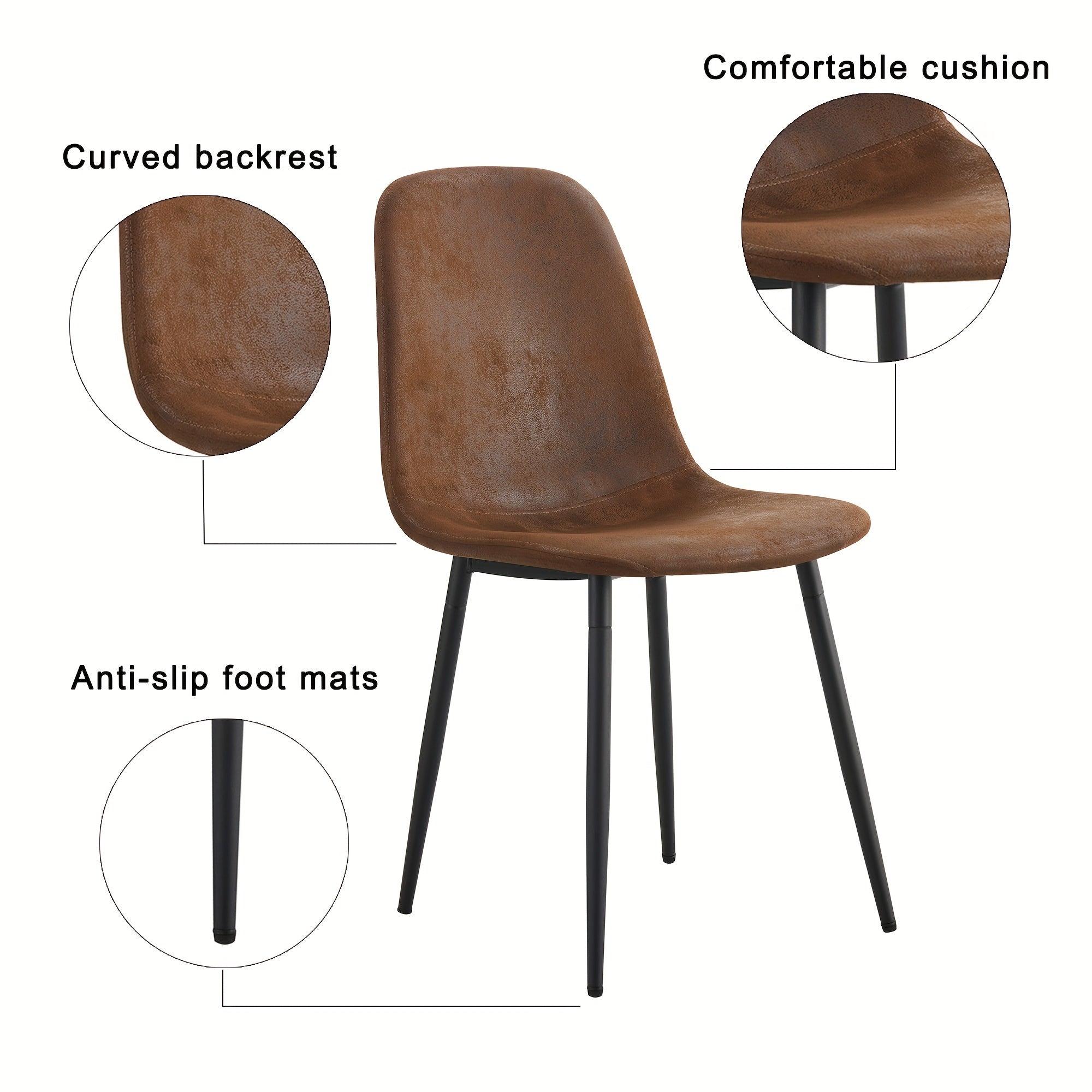 Dining Table Set, Kitchen Table And Chairs Set Of 4, Rustic Brown Table Top Breakfast Table Dining Side Chairs for Kitchen Dining Room, Modern Accent 4 Dining Chairs with Soft Linen Fabric Cushions. Furniture for Home