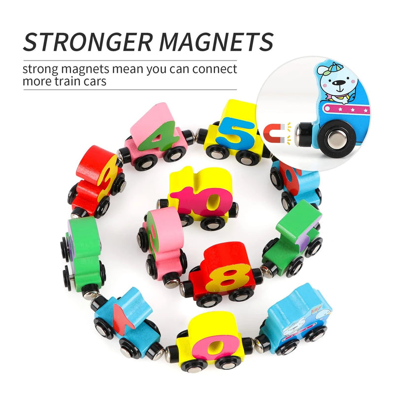 🔥Last Day Promotion 40% OFF - Numbers And Letters Magnetic Train Puzzle Wooden Toy Car