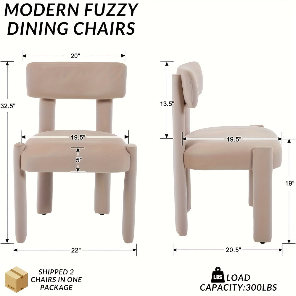 Set of 2 Comfortable Modern Dining Chairs, Armless Upholstered Side Chairs with Back for Dining Room, Living Room, Home Office