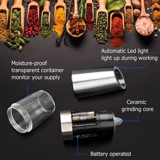 🌲Christmas Sale 49% OFF - Automatic Electric Gravity Induction Salt & Pepper Grinder - BUY 2 GET FREE SHIPPING