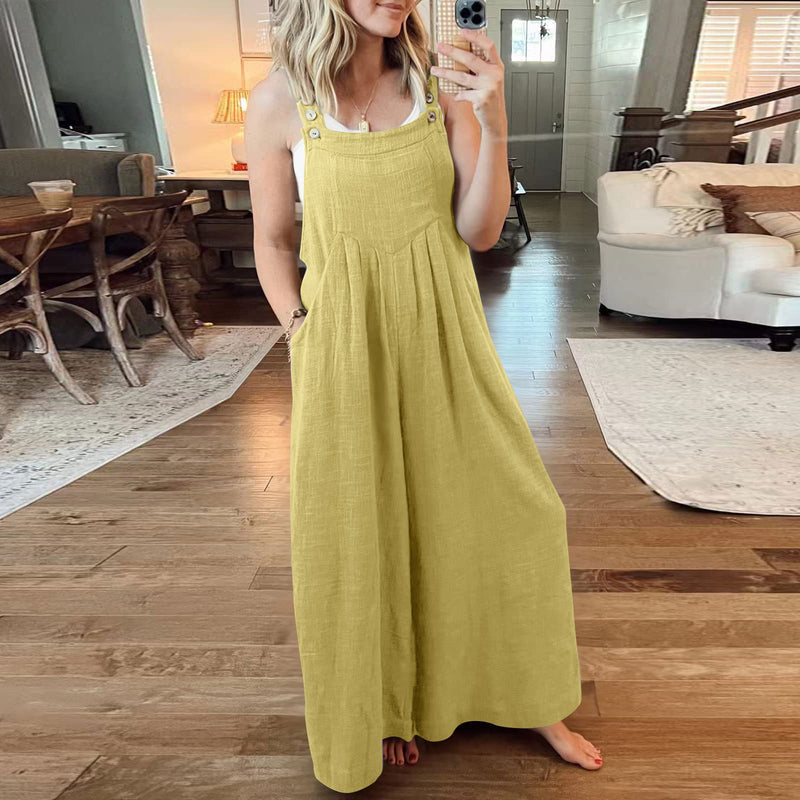 Last Day 48% OFF🔥Women's Sleeveless Wide Leg Jumpsuit with Pockets❤️