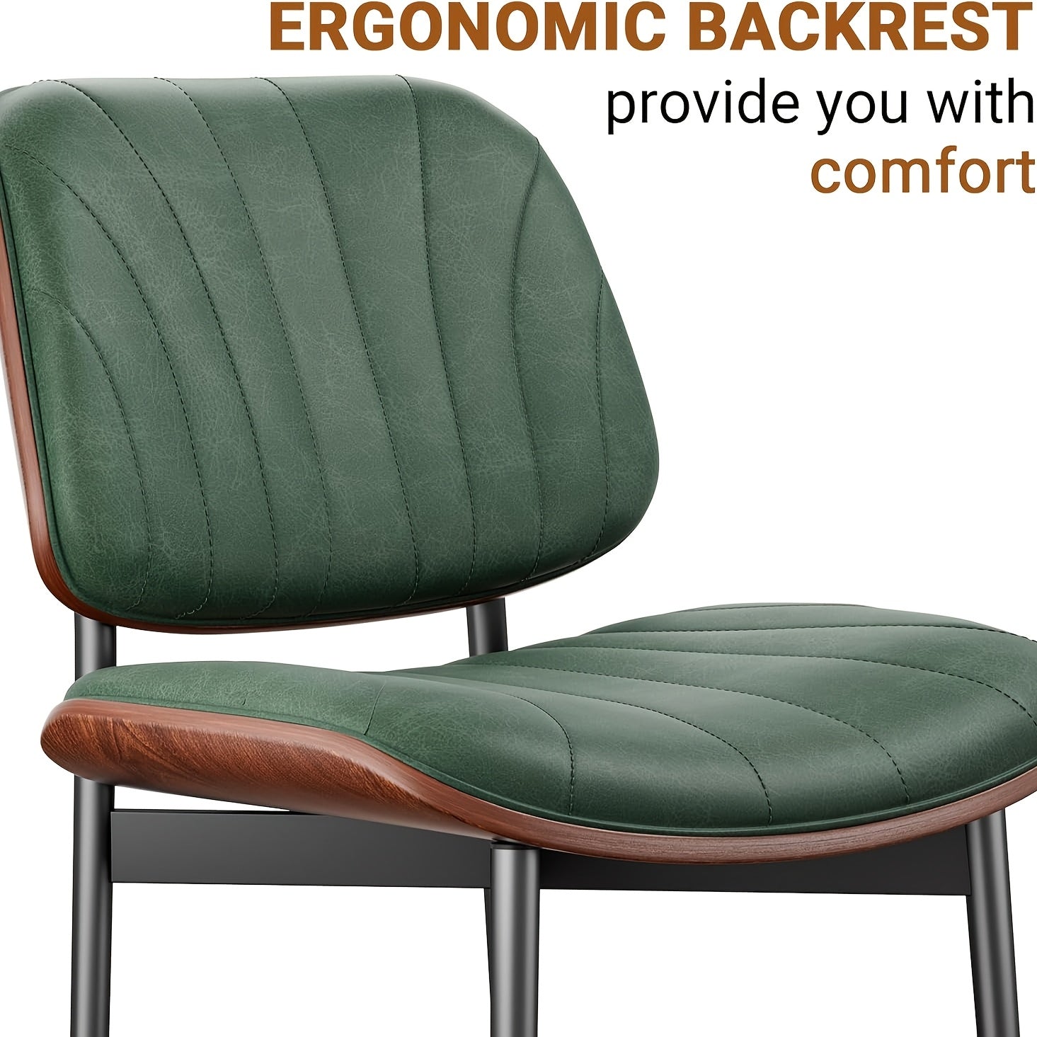 Dining Chair Set of 2, Shell Pattern Upholstered PU Leather with Adjustable Feet, Sponge Backrest and Metal Legs, Suitable for Home Restaurant & Kitchen, Kitchen Seating and Restaurant Chairs, Stylish Seating with Contemporary Design, Highquality Leather