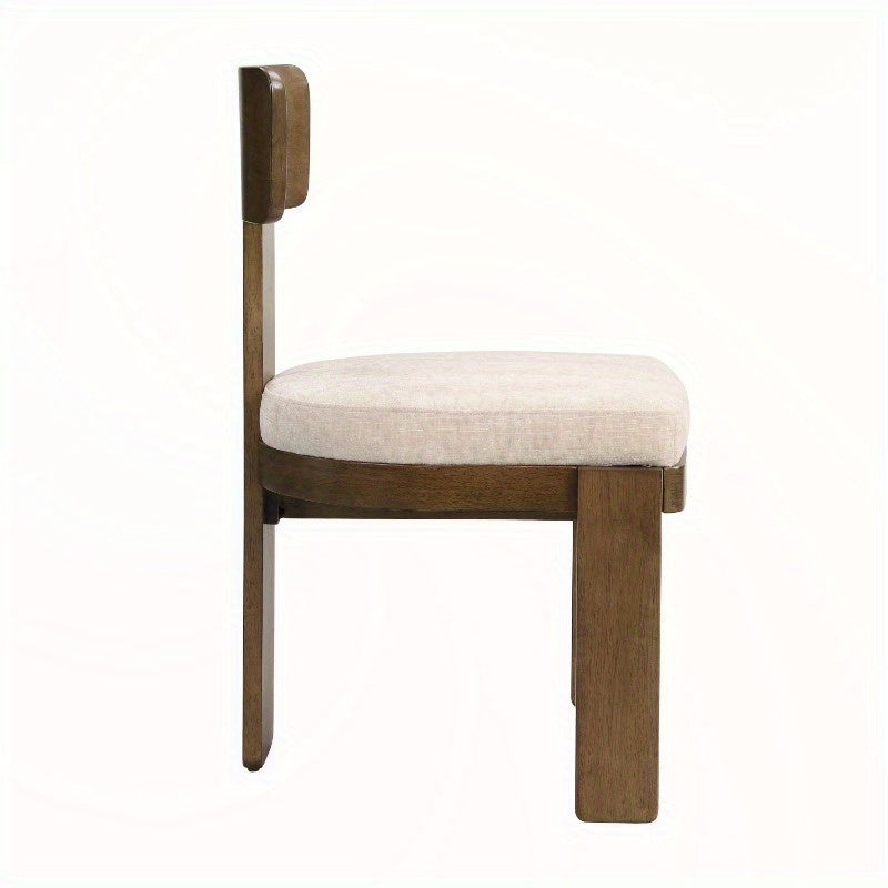 2pcs Fabric Dining Chairs Set, Beige Seating, Light Brown Rubber Wood Legs, 330 LBS Capacity, Versatile Home Kitchen Furniture, Sturdy & Stylish