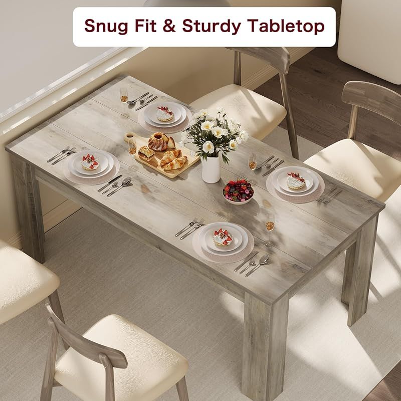 70.86-Inch Heavy Duty Farmhouse Dining Table for 6-8 People - Extra Long Rectangular Kitchen Table with Sturdy Legs & Thick Tabletop, Rustic Modern Design, Easy Assembly, Grey Finish, Space-Saving Large Dining Room Table for Big Families