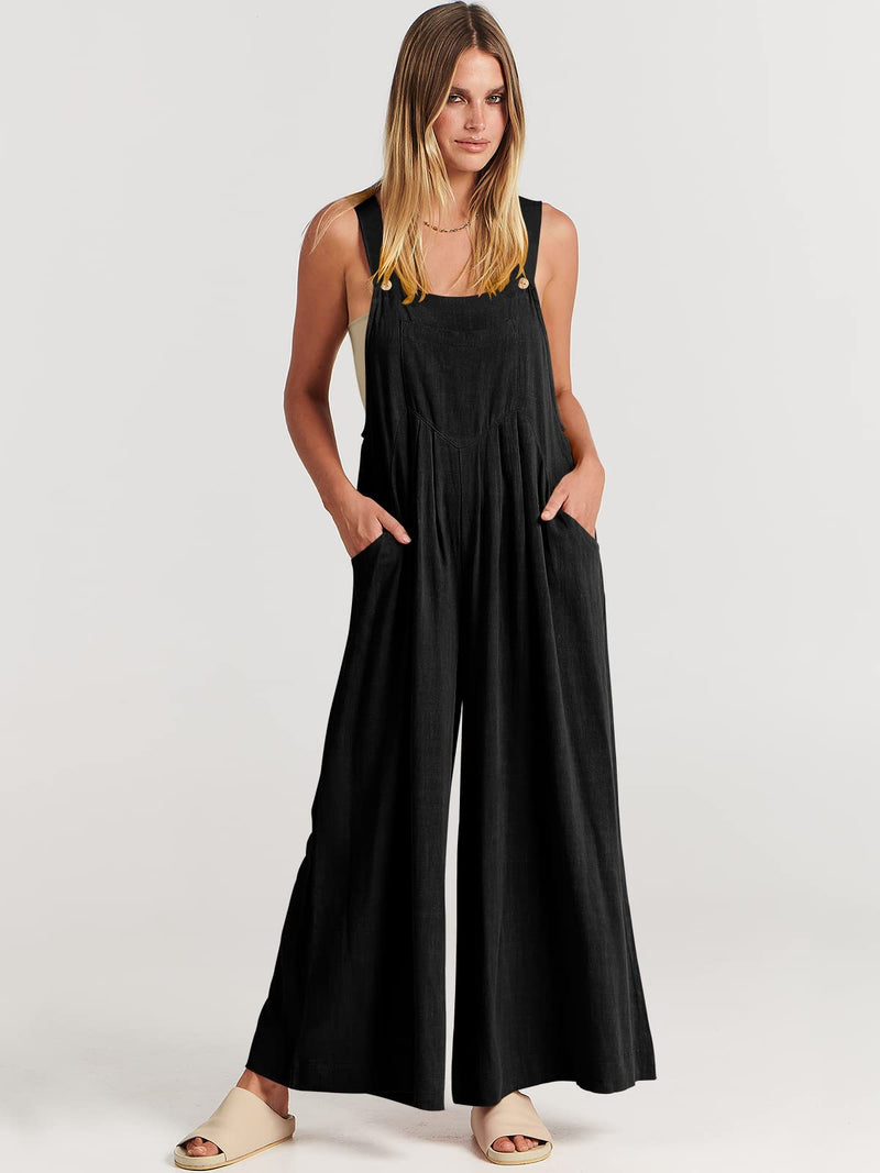 Last Day 48% OFF🔥Women's Sleeveless Wide Leg Jumpsuit with Pockets❤️