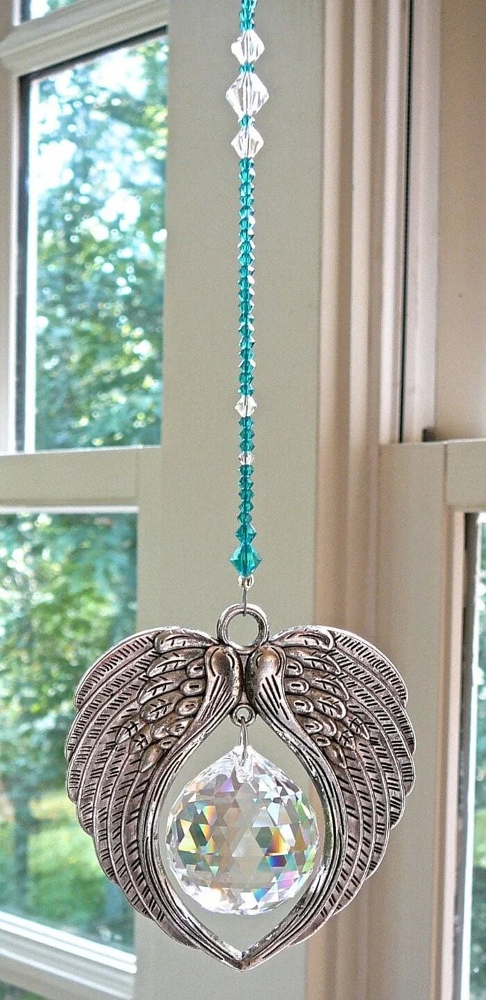 ✨ ANGEL WINGS  Crystal and Pewter Wings Suncatcher