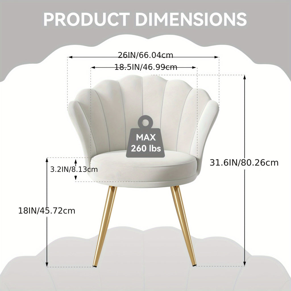 1pc Velvet Dining Chairs - Woven Upholstered, Golden Metal Legs, Modern Accent for Living Room, Dining Room, Kitchen, Comfortable Seating Solution