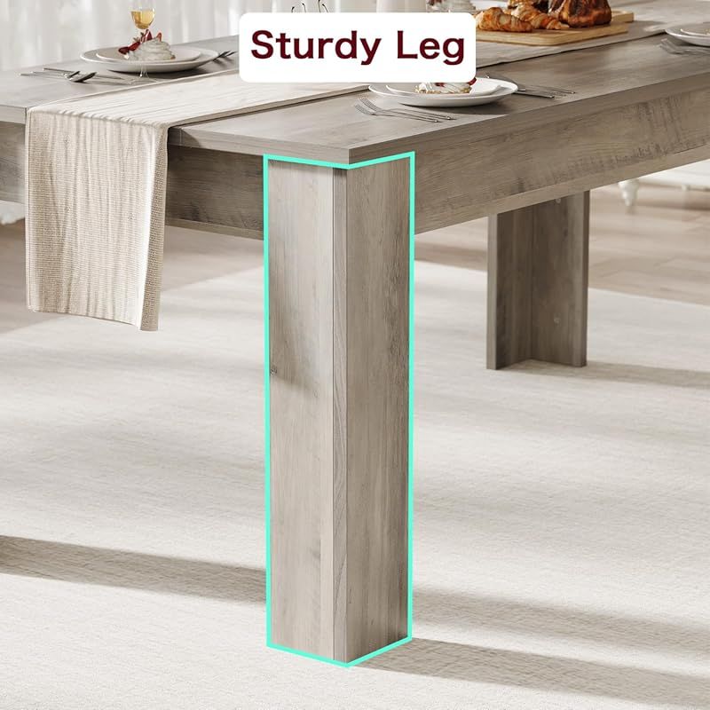 70.86-Inch Heavy Duty Farmhouse Dining Table for 6-8 People - Extra Long Rectangular Kitchen Table with Sturdy Legs & Thick Tabletop, Rustic Modern Design, Easy Assembly, Grey Finish, Space-Saving Large Dining Room Table for Big Families