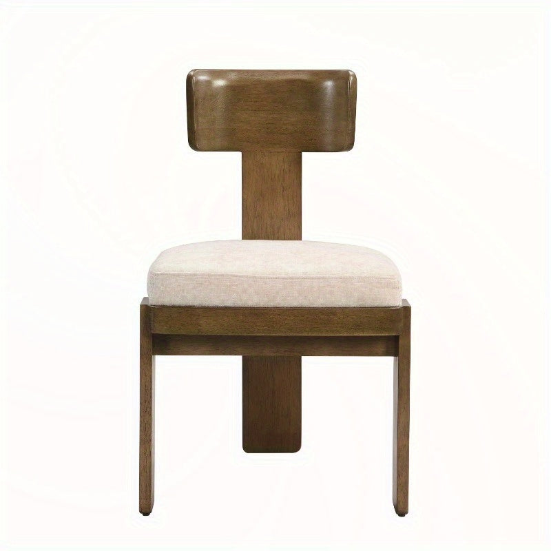 2pcs Fabric Dining Chairs Set, Beige Seating, Light Brown Rubber Wood Legs, 330 LBS Capacity, Versatile Home Kitchen Furniture, Sturdy & Stylish