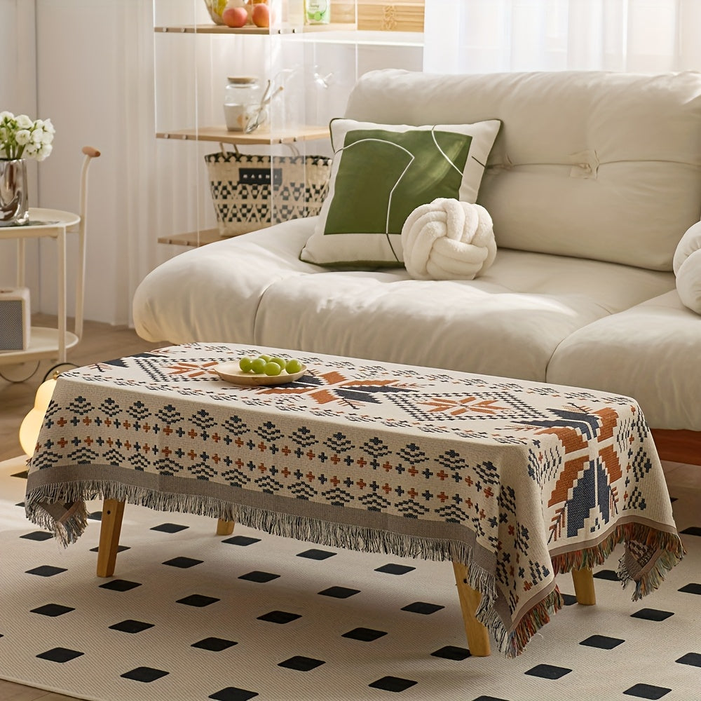 American Jacquard Tablecloth, Outdoor Camping Egg Roll Table Decoration Cloth, Camping Table Mat, Atmospheric Sense Of High-value Coffee Table Tablecloth