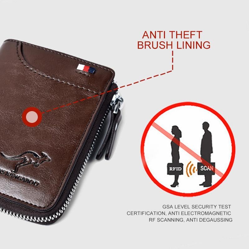 🔥 BIG SALE - 47% OFF 🔥🔥Men Wallet Zipper Genuine Leather Purse ( RFID PROTECTED )