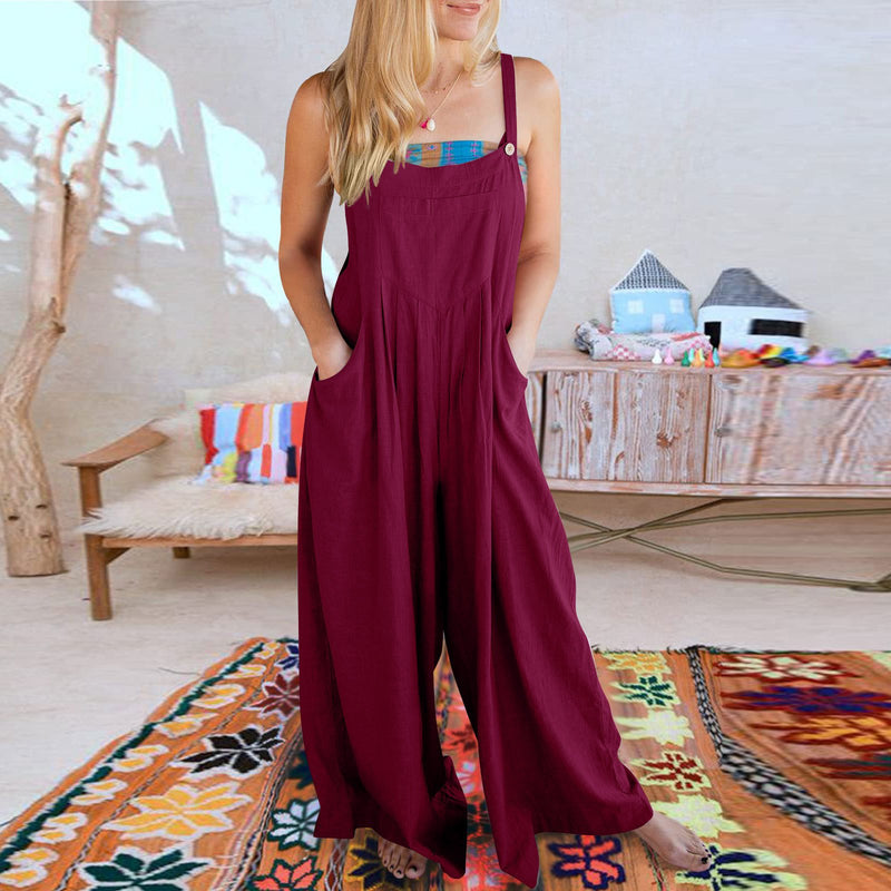 Last Day 48% OFF🔥Women's Sleeveless Wide Leg Jumpsuit with Pockets❤️