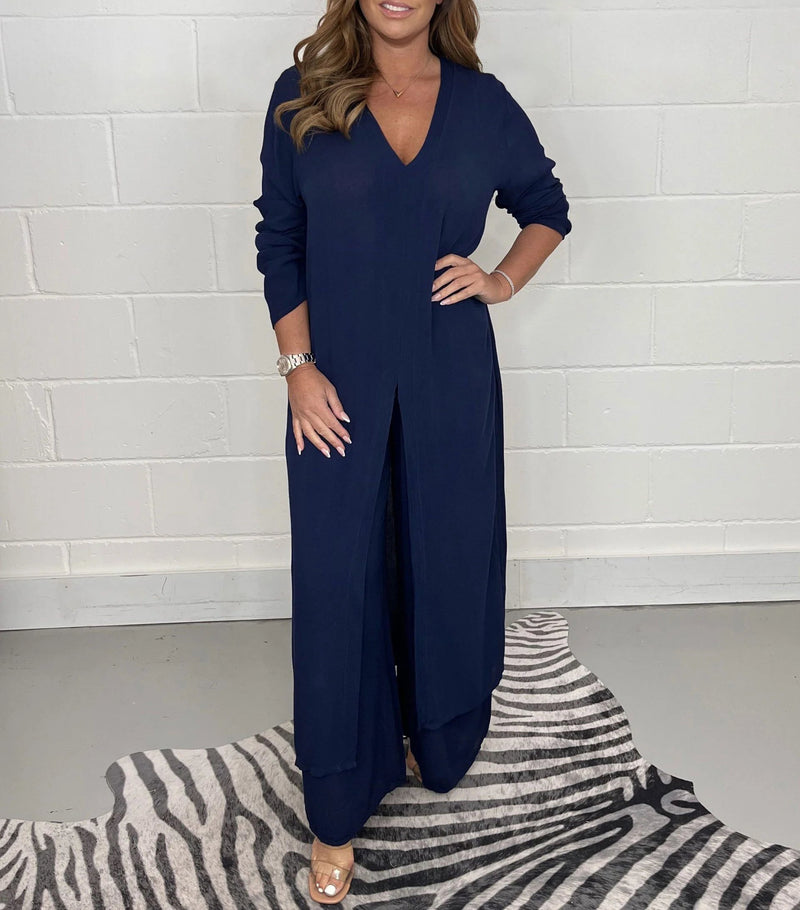 🔥Buy 2 save 20%-Casual 2 Pieces Suit With Long Top & Matching Trouser