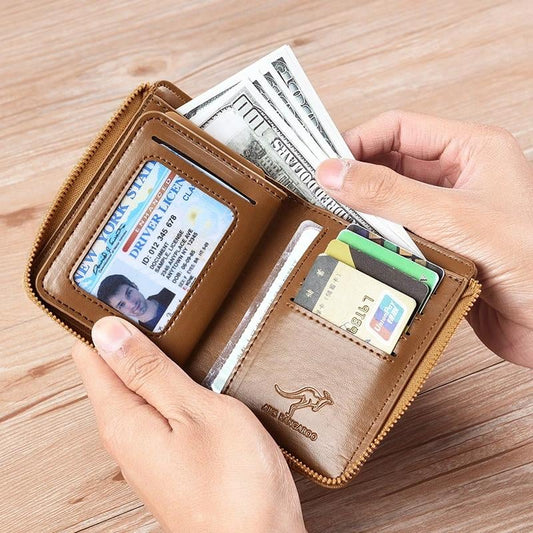 🔥 BIG SALE - 47% OFF 🔥🔥Men Wallet Zipper Genuine Leather Purse ( RFID PROTECTED )