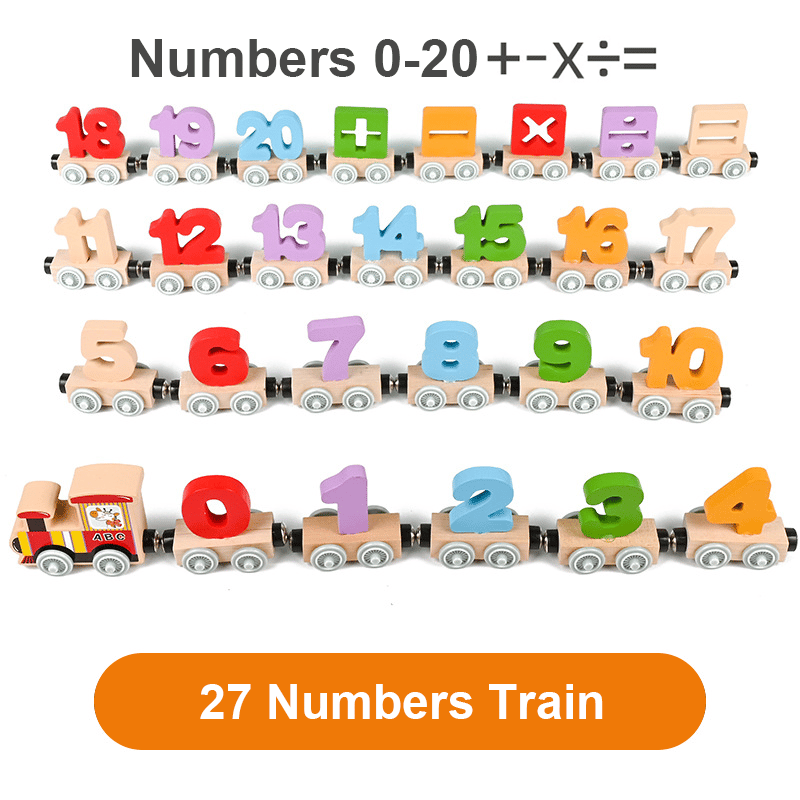 🔥Last Day Promotion 40% OFF - Numbers And Letters Magnetic Train Puzzle Wooden Toy Car