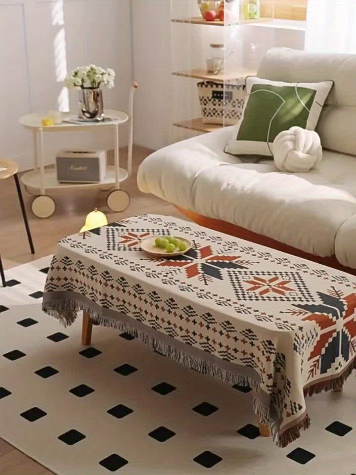 American Jacquard Tablecloth, Outdoor Camping Egg Roll Table Decoration Cloth, Camping Table Mat, Atmospheric Sense Of High-value Coffee Table Tablecloth