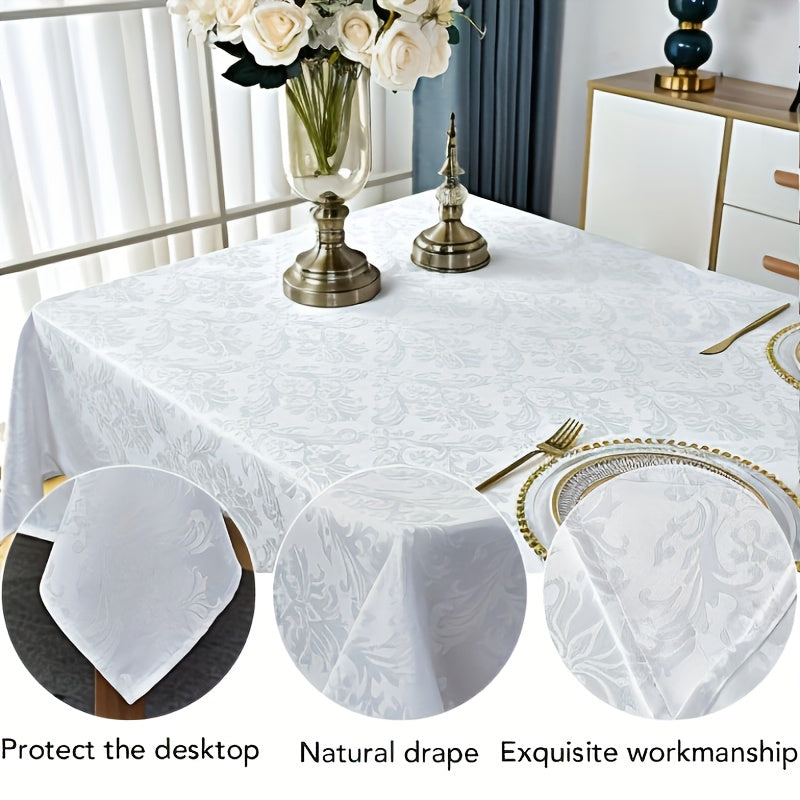 1pc Table Cloth Rectangle Table, Thanksgiving Tablecloth White Tablecloths 60 X 120 High Quality Jacquard Tablecloth, Fitted Tablecloth, Spill Proof & Wrinkle Resistant Table Cloth, Washable Table Cover for Party, Dining, Indoor, Outdoor, Room Decor
