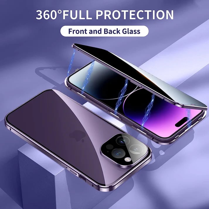 Magnetic Tempered Glass Double-sided Phone Case For iPhone