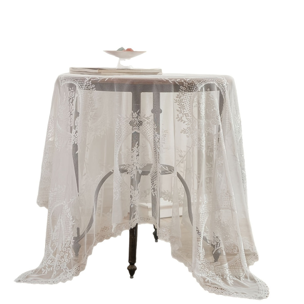 Modern Simple Lace Tablecloth Decorative Cover Napkin Tea Table Village White Jacquard Photo Background Cloth